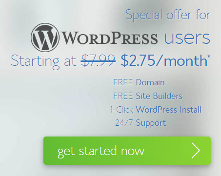 Bluehost special deal for WordPress users