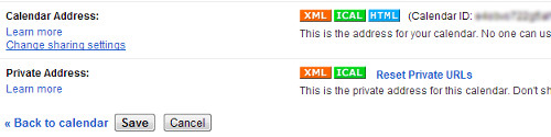 Copying XML Feed URL of a Shared Google Calendar