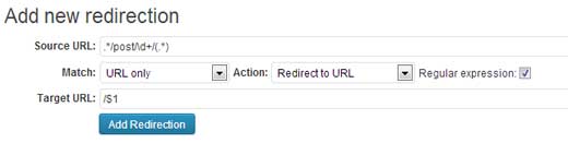 Redirections Plugin: Tumblr Settings