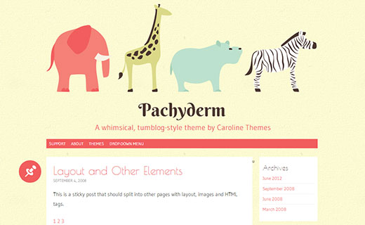 Pachyderm cute, free, responsive, microblogging theme