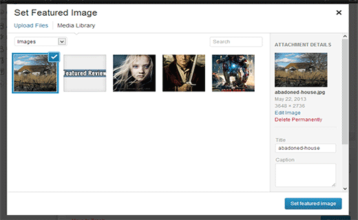 Setting a featured image in WordPress