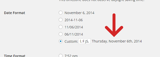 Date format setting in WordPress admin panel