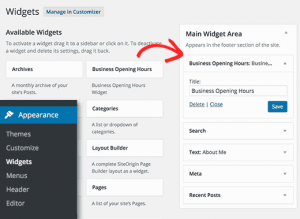 Adding opening hours widget in WordPress Adding opening hours widget in WordPress