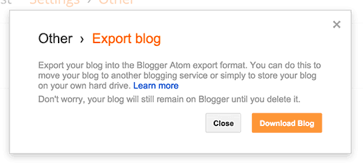 Download your Blogger blog's export file