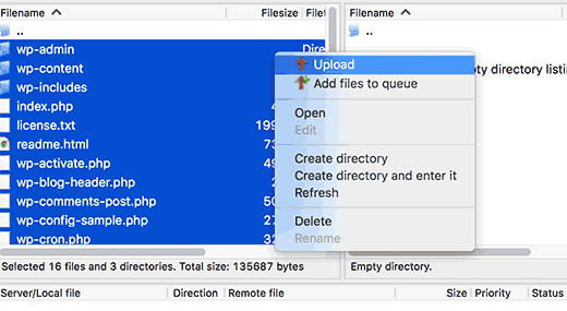 uploading WordPress files using an FTP client uploading WordPress files using an FTP client