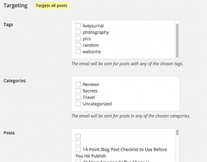 Target specific posts, categories, or tags Target specific posts, categories, or tags