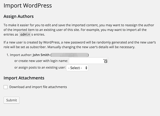SquareSpace to WordPress import settings