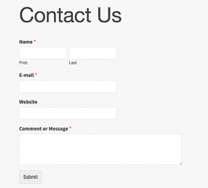 Preview of a contact form in WordPress Preview of a contact form in WordPress