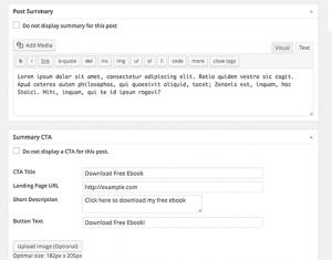 Adding summary and call to action to WordPress posts Adding summary and call to action to WordPress posts