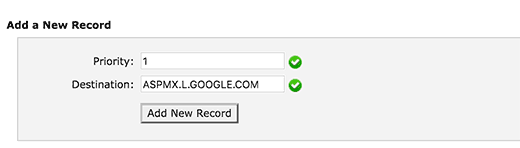 Adding new MX Record