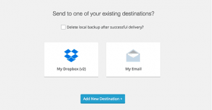 Select backup destination Select backup destination
