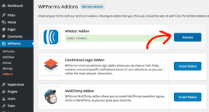 Activate AWeber addon Activate AWeber addon