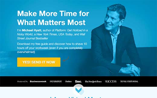 Prominent headers with call to action Prominent headers with call to action