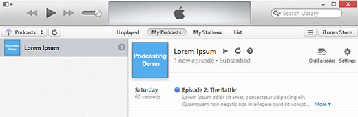 Previewing your podcast in iTunes Previewing your podcast in iTunes