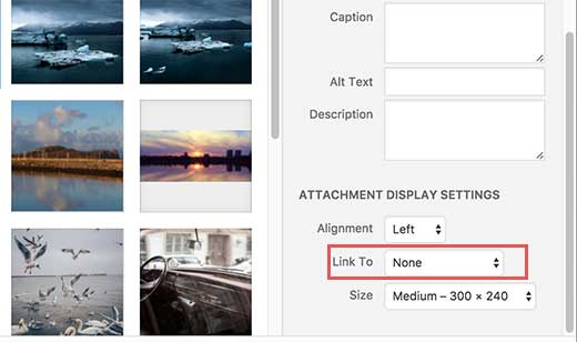 Unlink images by default in WordPress