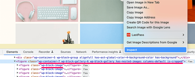 کلاس های CSS را برای بلوک ها پیدا کنید
