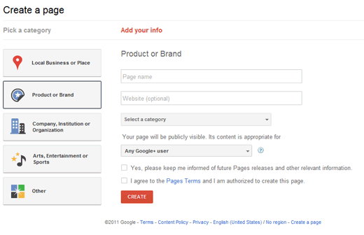 Google+ Add Info for Brand Pages