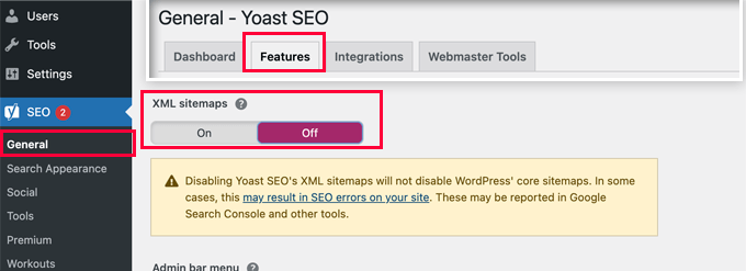 Отключение XML sitemap в Yoast SEO