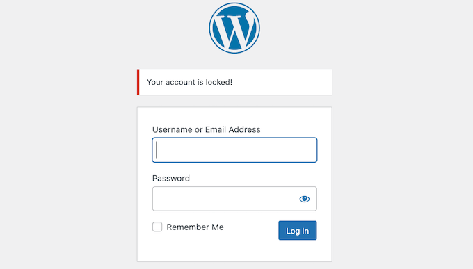 A locked WordPress user account