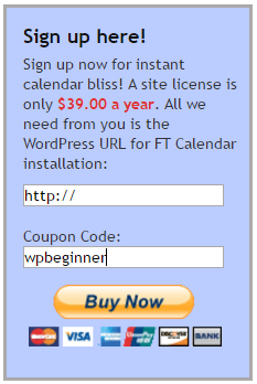 Enter your FT Calendar coupon code here