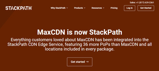 The StackPath homepage, explaining that MaxCDN is now StackPath