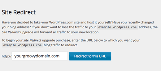 WordPress.com site redirect