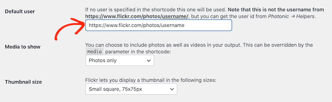 Setting a default Flickr username