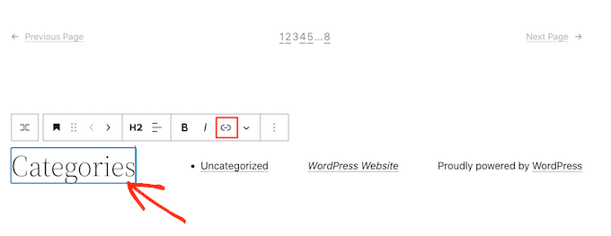 Adding a link to a widget title in WordPress FSE
