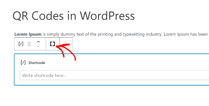 Select the insert shortcode button