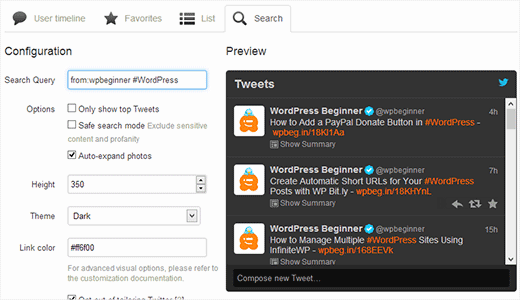 adding selective tweets by using twitter widgets - instanatio!   n hashtag on twitter