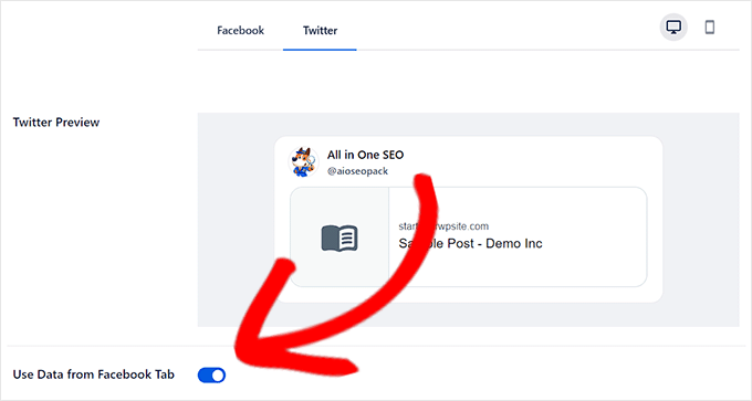Toggle the Use Data from Facebook Tab switch