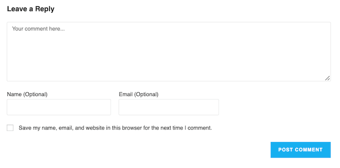 A WordPress comment form