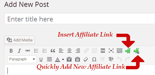 Insert or Add Affiliate Links from Post Editor in WordPress