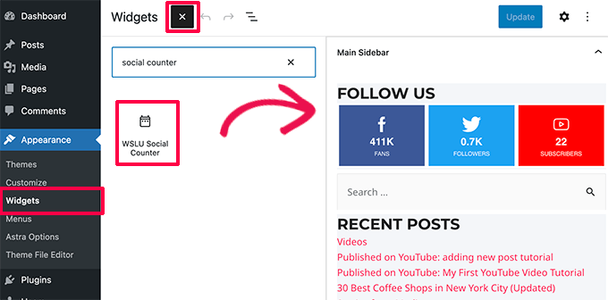 Display social follower count in sidebar widget