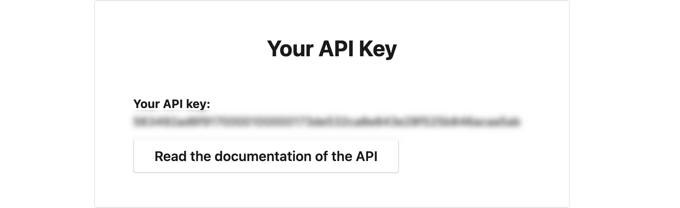 کلید API را کپی کرده و آن را در فیلد وب سایت وردپرس خود قرار دهید
