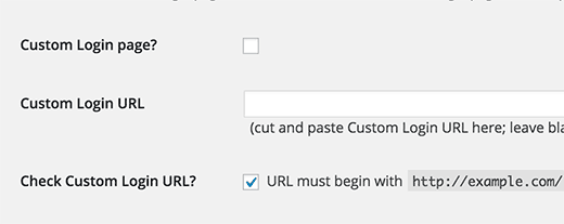 Custom login page settings