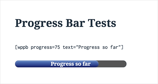 Progress bar in WordPress with text on top of it