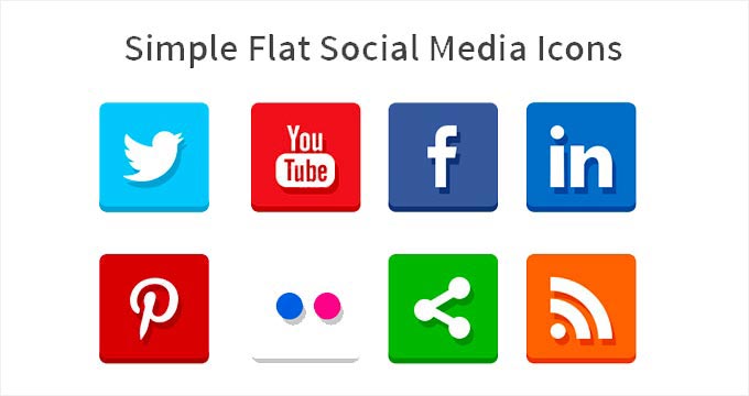 Simple flat social media icons