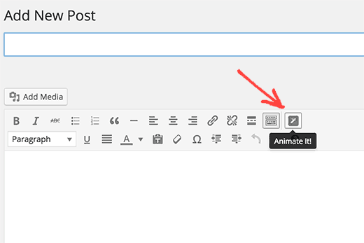 Animate it button in WordPress visual editor
