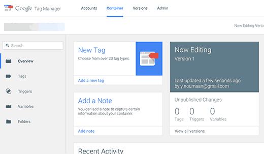 Image result for Google Tag Manager dashboard New Tag