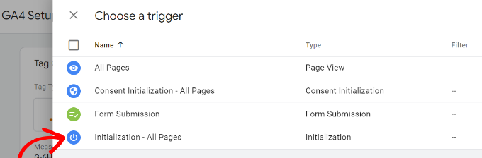 Выбрать триггер инициализации всех страниц