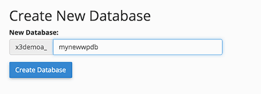 Создание новой базы данных MySQL