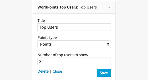 Top users widget settings