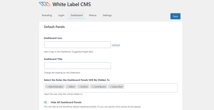 Control panel settings