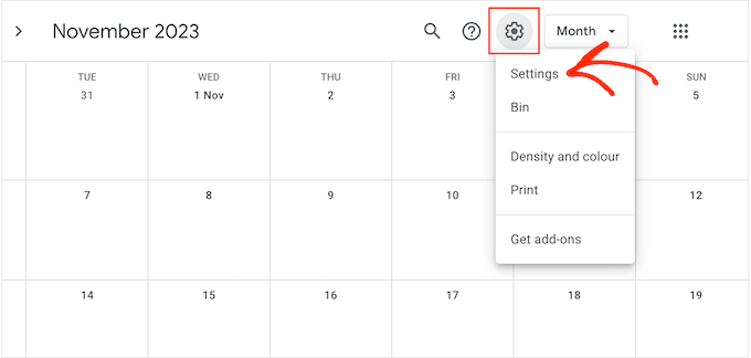 The Google Calendar settings The Google Calendar settings