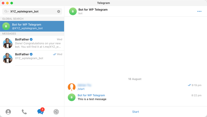 Тестовое сообщение успешно отправлено в Telegram