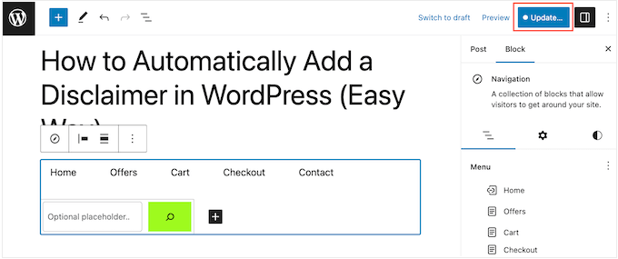 How to include a WordPress menu to a page or post