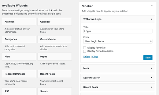 Adding login widget to your WordPress sidebar