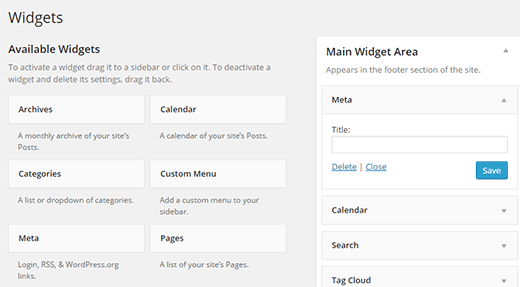 Adding Meta widget to your WordPress sidebar