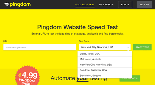 Pingdom网站速度工具